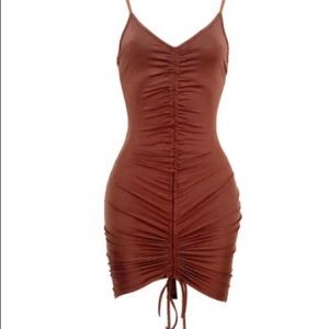 Brown fitted mini dress